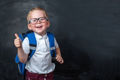 School boy with glasses