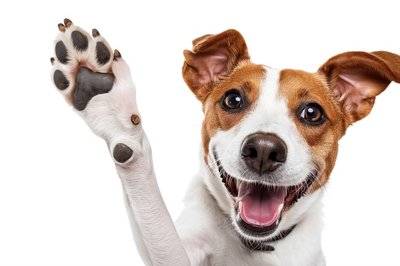 Dog high 5. Dog with paw raised