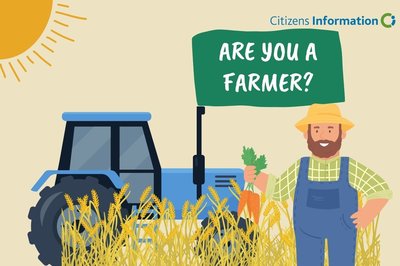 Text 'Are you a farmer?' next to image of farmer and tractor
