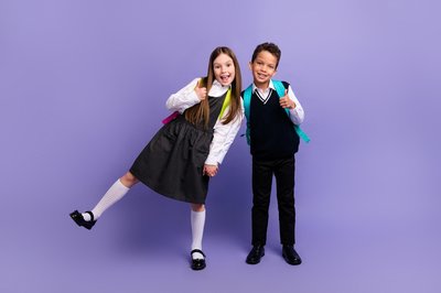 Girl and boy in their school uniforms
