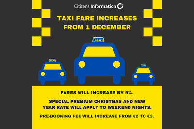 Taxi fare increases from 1 December