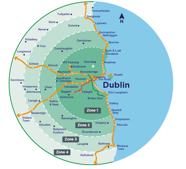 new public transport system map of greater Dublin area