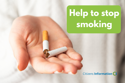 Help to stop smoking. Hand holding a broken cigarette.